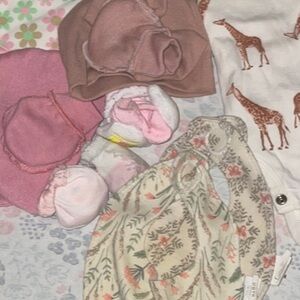 Charming Pink and Brown Bibs with Floral and Animal Designs
